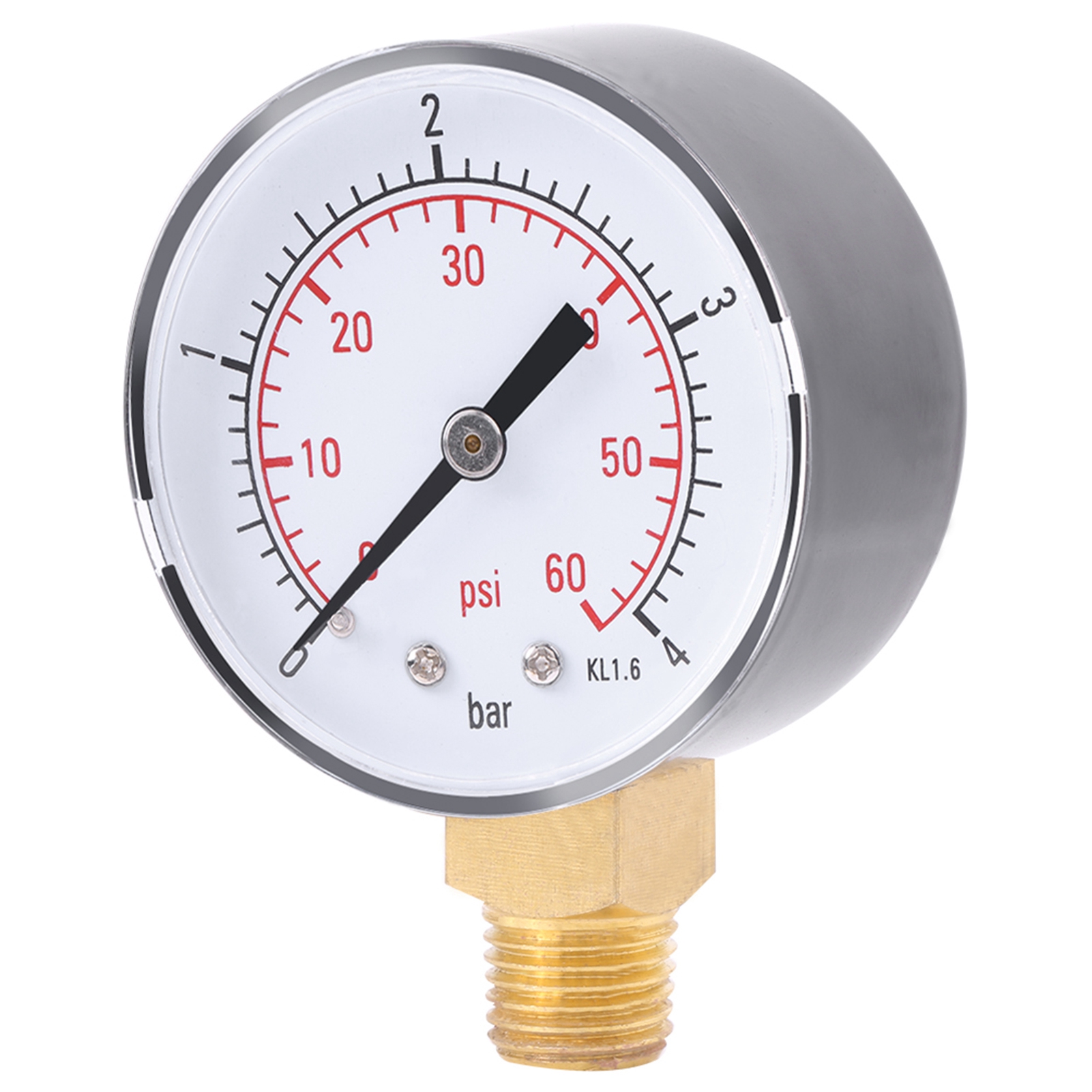 Mini-manometer 1/4 Npt 0-4 Bar / 0-60 Psi Für Kraftstoff, Luft, Öl Oder Wasser