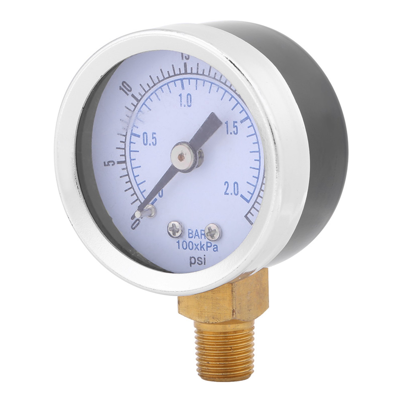 Miniatur-hydraulikdruckmessgerät 0-30 Psi / 0-2 Bar Mit Skala, Für Wasser- Oder Ölkompressoren, Druckmessgerät