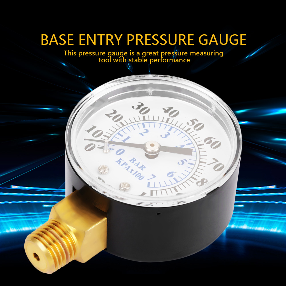 Manometer 0–100 Psi / 0–7 Bar, Manometer Für Wasser, Luft, Öl, Skala Mit 1/4"-npt-anschluss