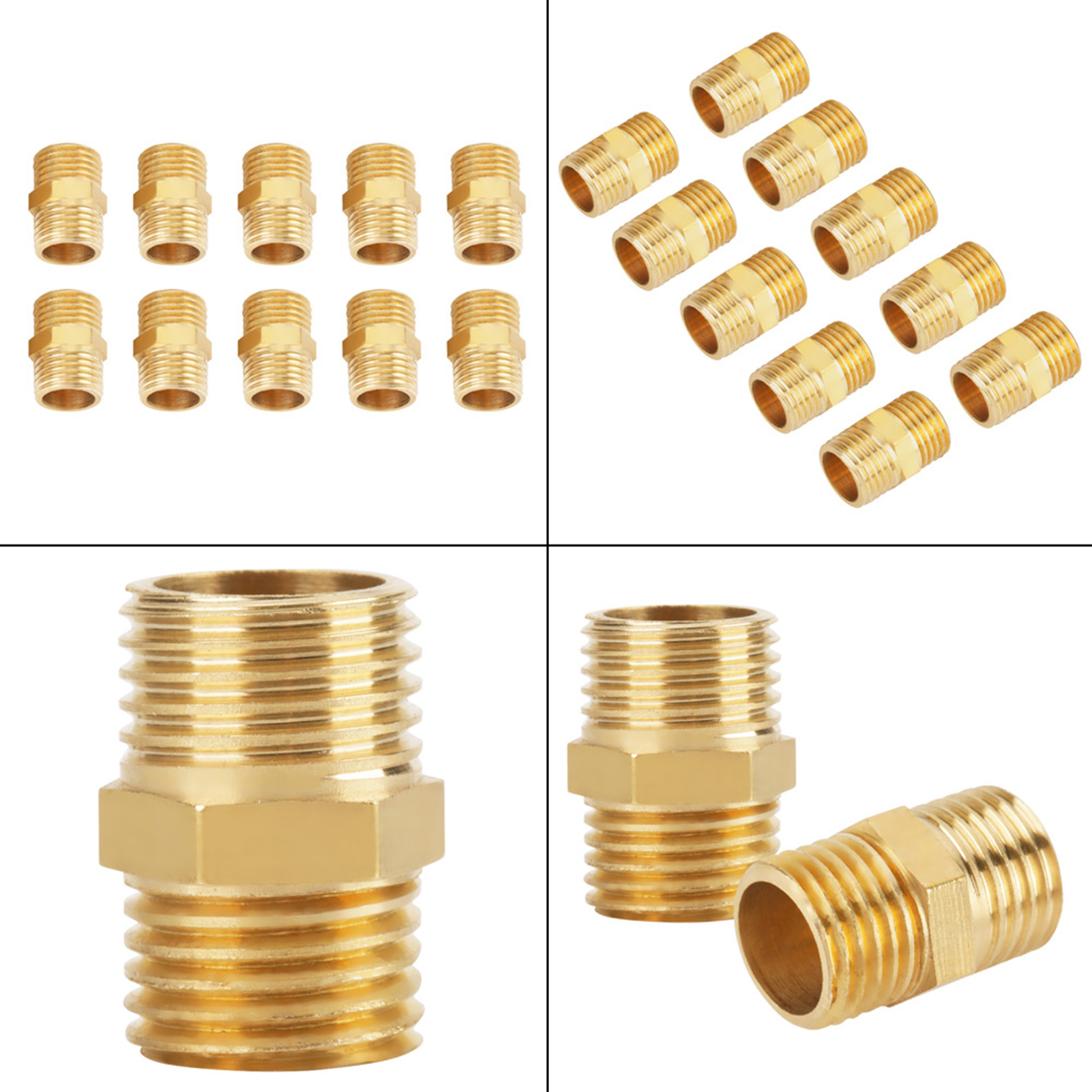 Sechskantnippel Aus Messing, 10 Stück, 1/4" Bsp Auf 1/4" Bsp Außengewinde, Schnelladapter