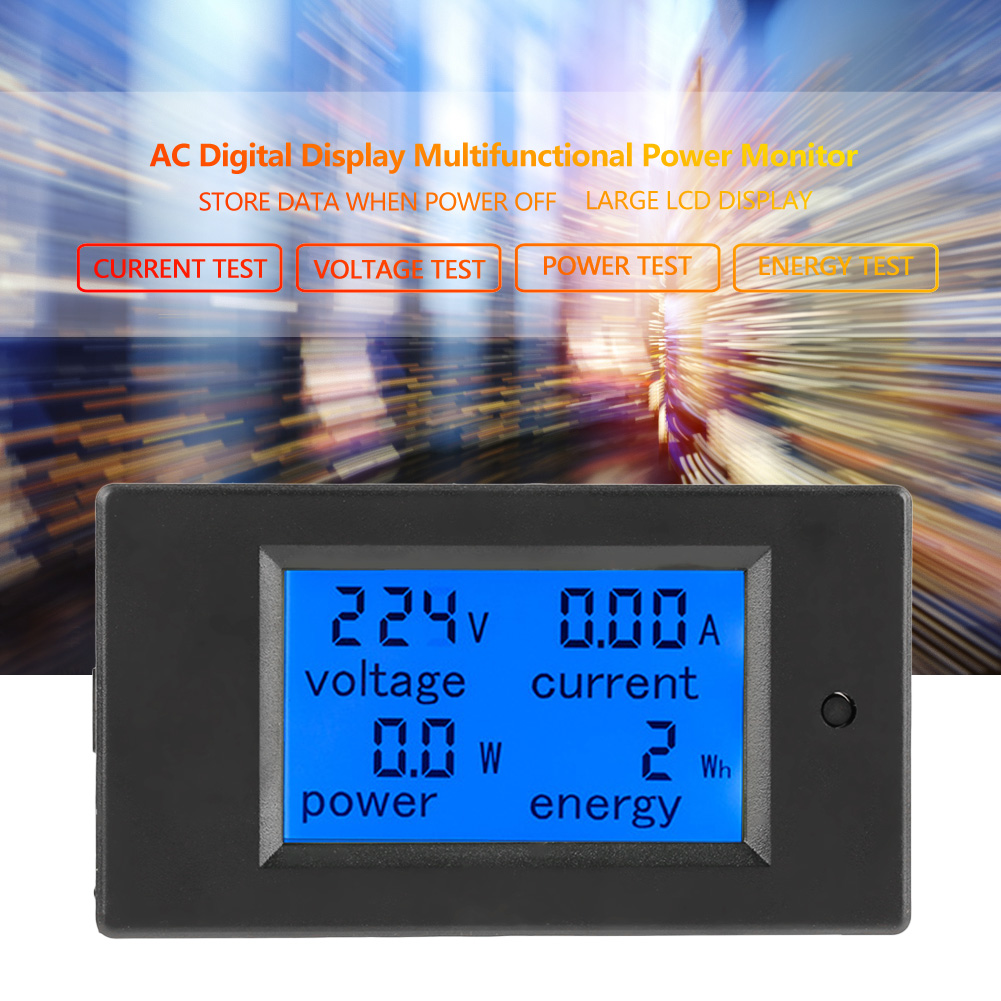 Peacefair Pzem-061 Lcd-energiemessgerät, Spannungs- Und Strommessgerät, Voltmeter, Amperemeter, 100 A, Wechselstrom 80–260 V Mit Stromwandler