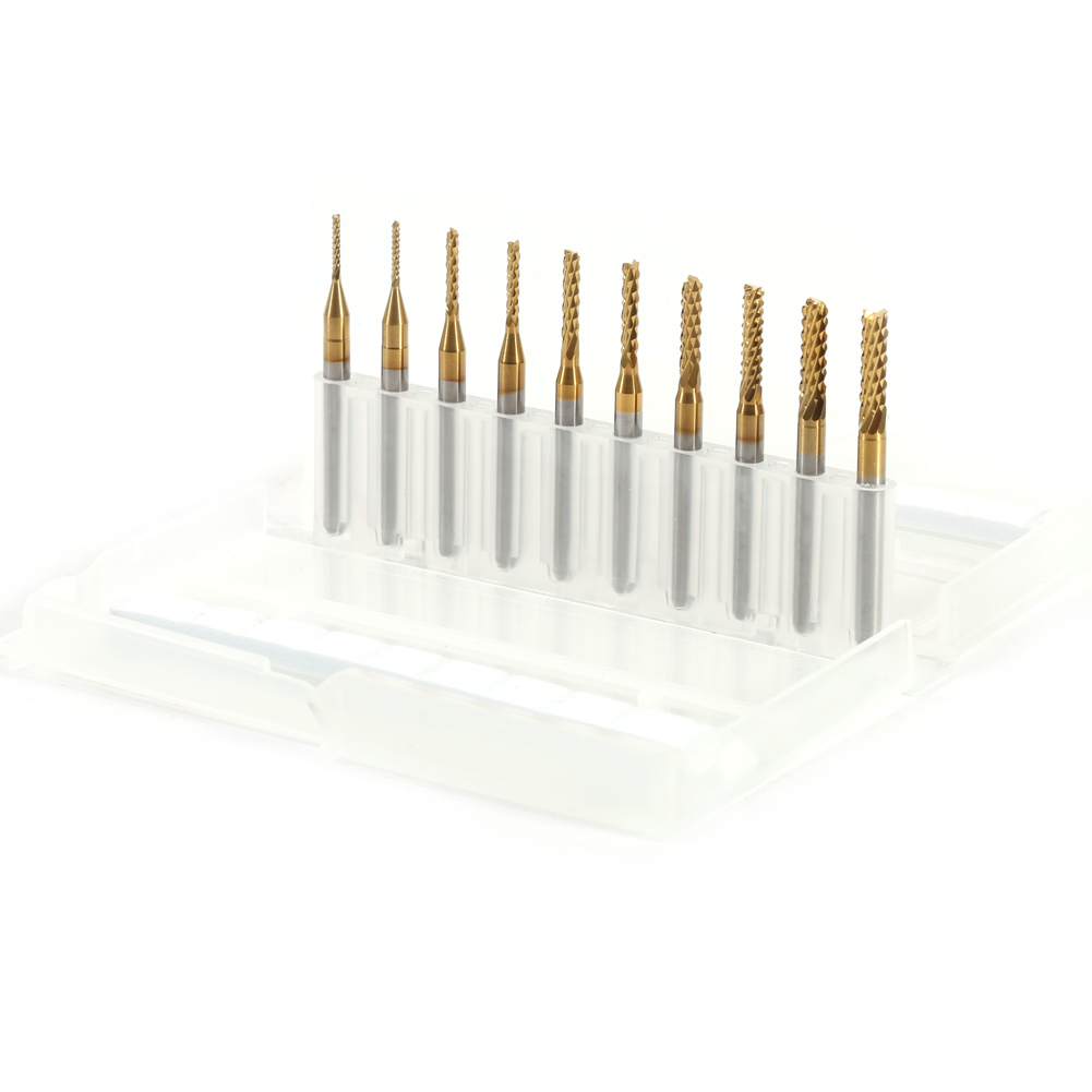 10 Cnc-gefräste Vollhartmetall-schaftfräser Mit Titanbeschichtung, 1,0–3,0 Mm, Schneidwerkzeuge