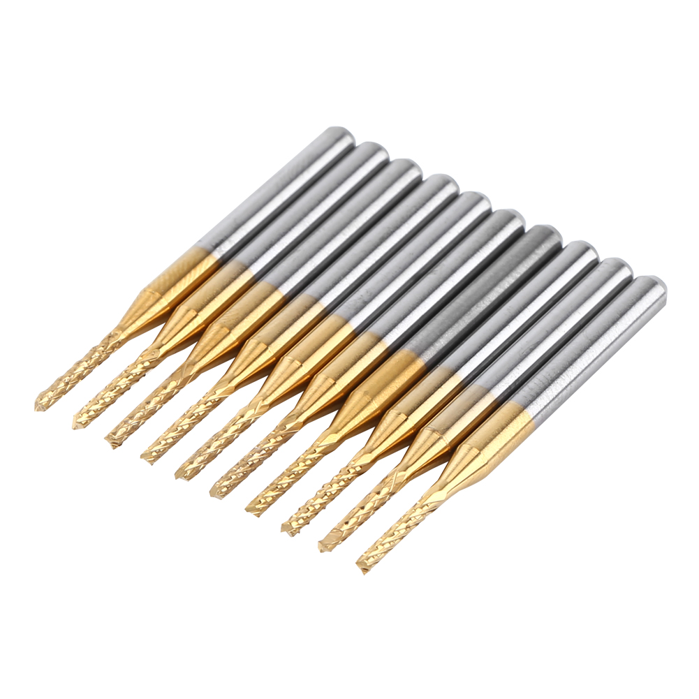 10 Stück Erdbeerhartmetall-fräser 1,5 Mm Für Cnc-leiterplattengravur, Wolframfräser, 1/8"-endstück