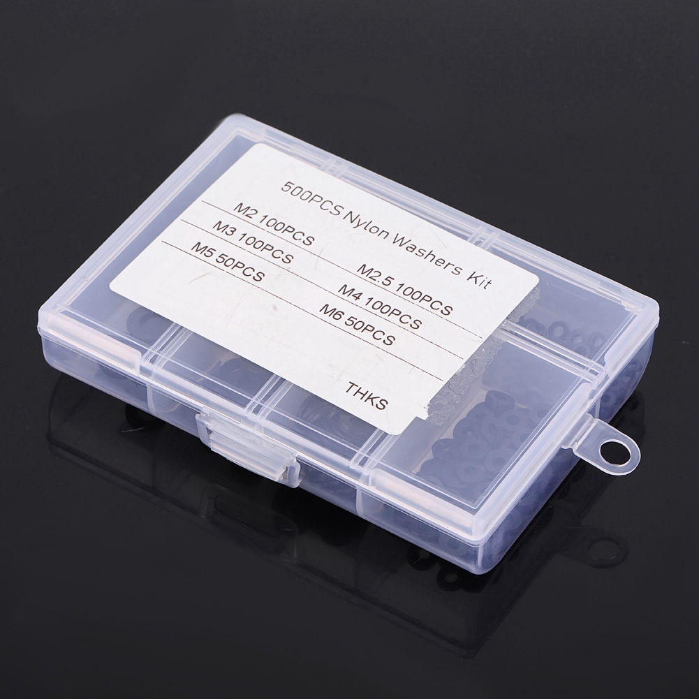 Schwarze Nylon-flachscheiben M2-m6, 500 Stück Pro Packung Mit Aufbewahrungsbox