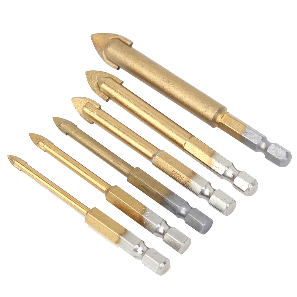 Set Mit 6 Sechseckigen Und Dreieckigen Titan-glaskeramik-bohrern, 4–12 Mm