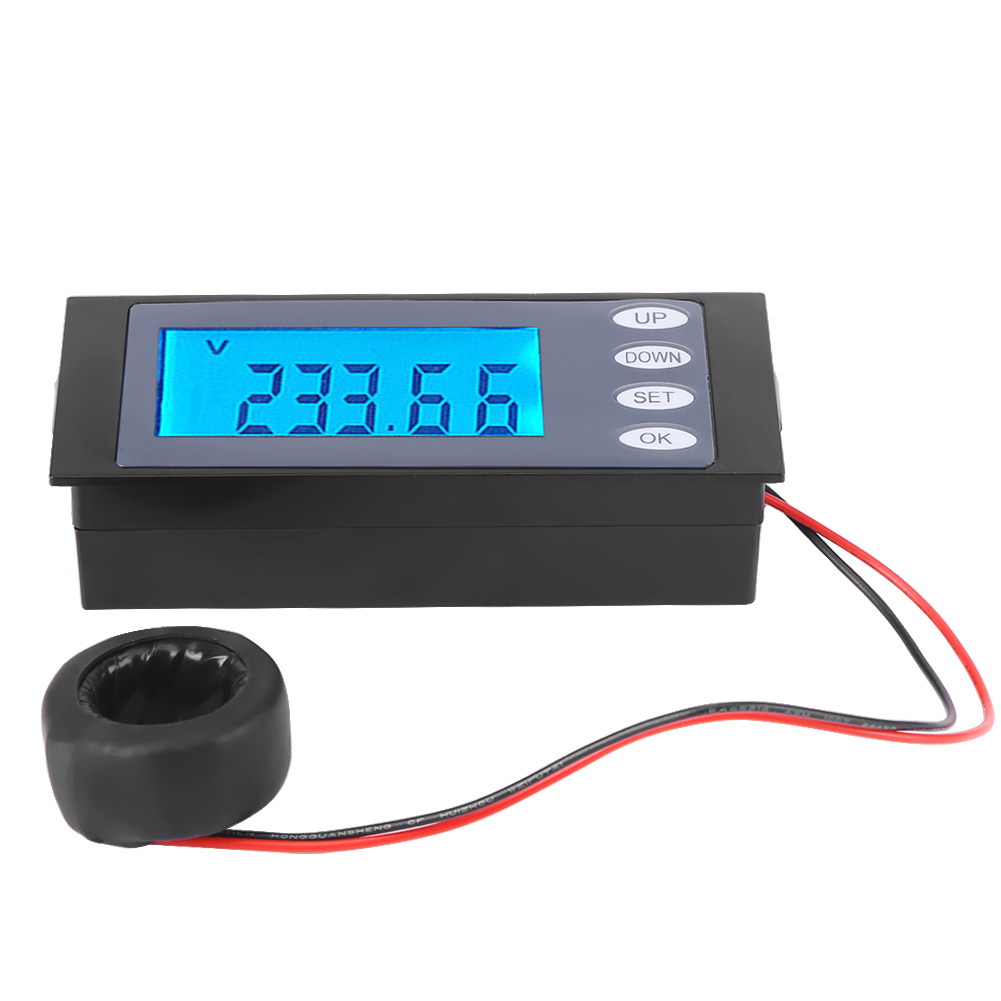Digitales Wechselstrommessgerät 80–260 V, 100 A, Voltmeter, Amperemeter, Leistungsmessung (kwh), Zeitanzeige, Integriertes Bedienfeld Mit Stromwandler