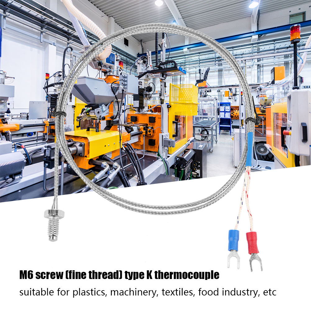 Temperaturfühler Typ K Mit Thermoelement, M6-feingewinde, 3 M Kabel, Messbereich 0–400 °c
