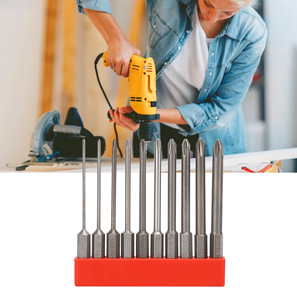 Set Mit 10 Magnetischen 1/4-zoll-schraubendreherbits, Sechskantschaft, Rutschfeste S2-stahlbohrer Für Präzises Schrauben