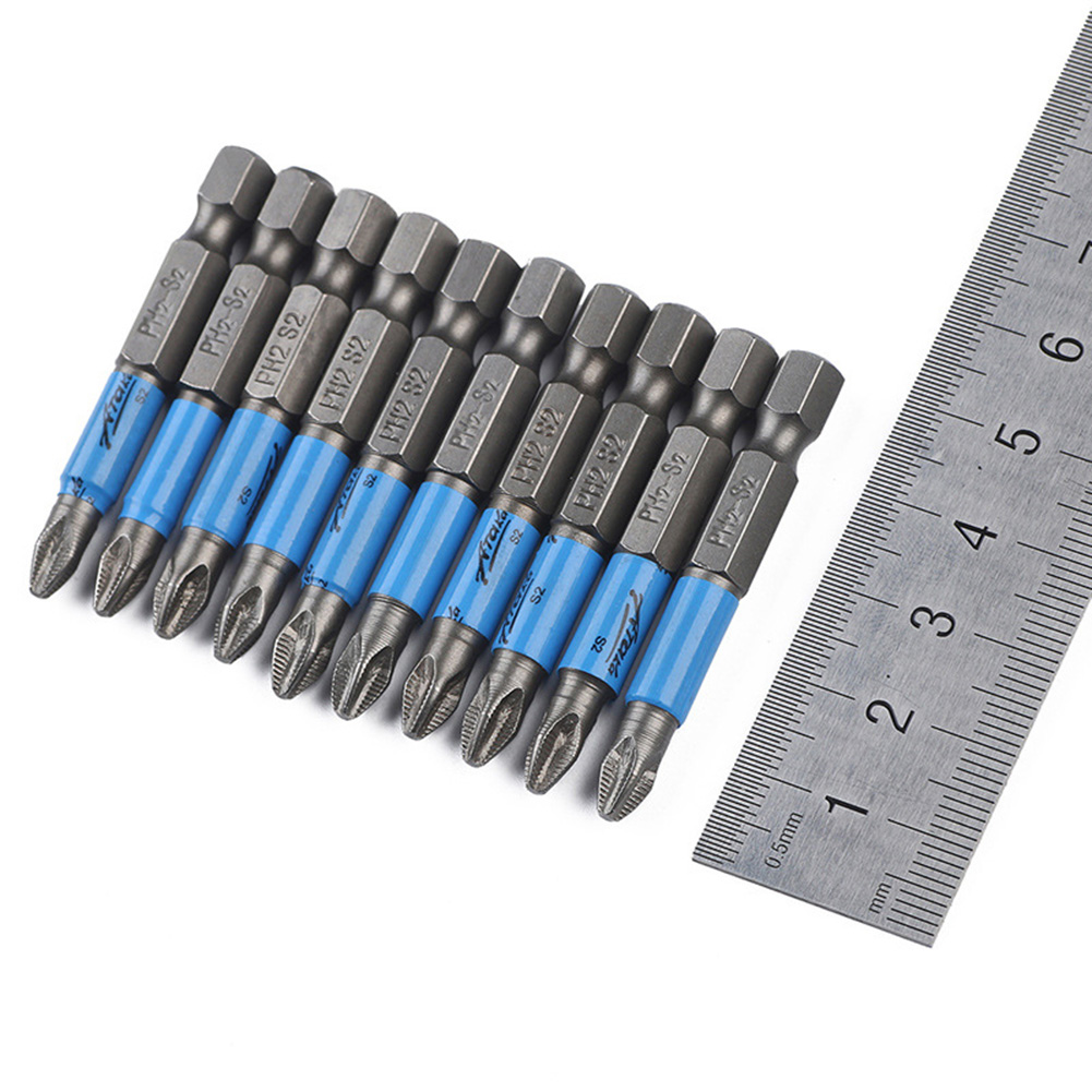 Set Mit 10 Kreuzschlitzschraubendreherbits Aus Rutschfestem Legiertem Stahl, Zubehör