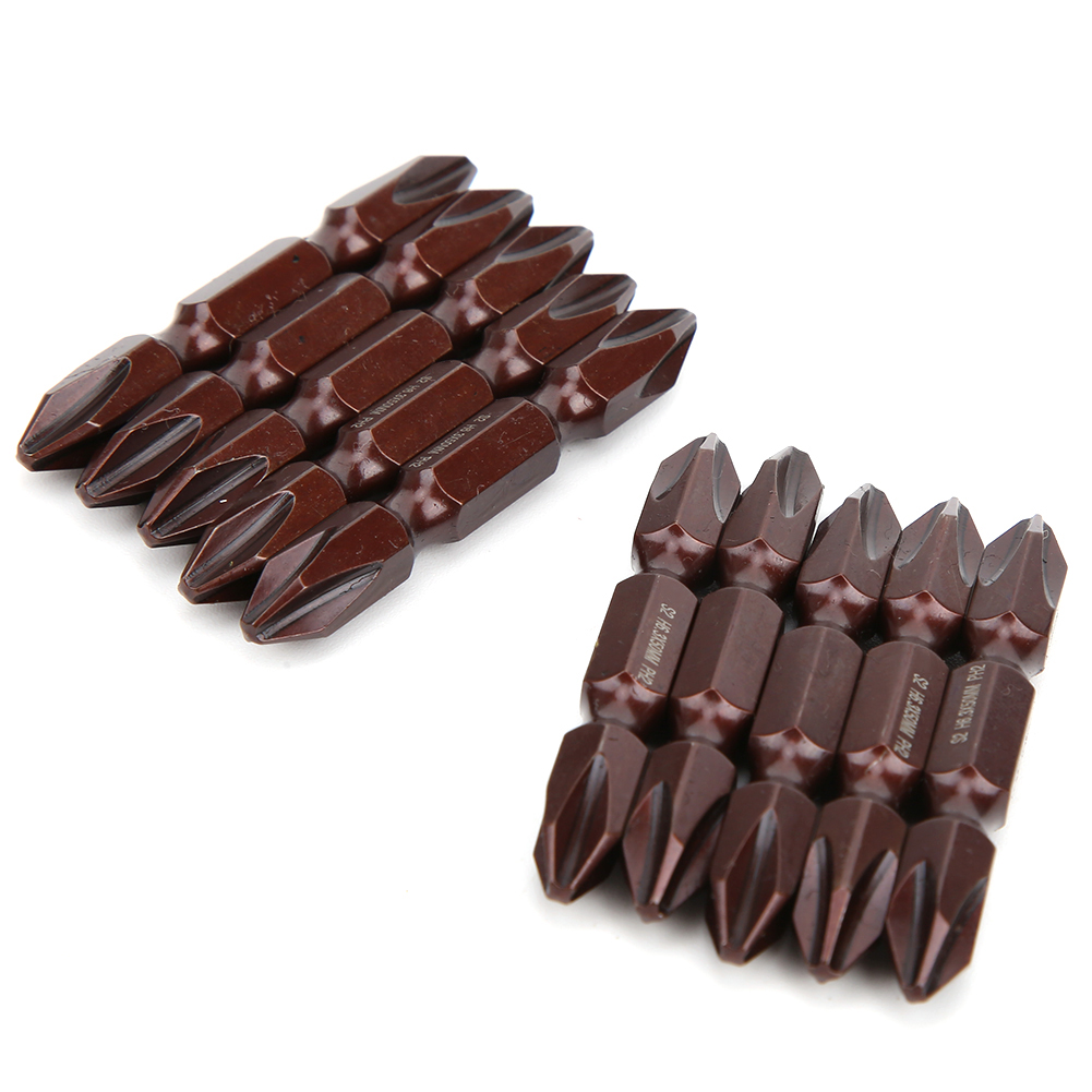 Set Mit 10 Doppelseitigen Phillips-bits, Magnetischer Schraubendreher S2 H6,3 X 50 Mm, Griffiges Handwerkzeug, Ideal Für Heimwerkerprojekte.