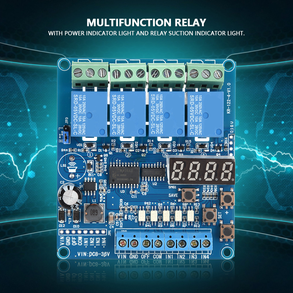 4-kanal-multifunktions-zeitverzögerungsrelais (8–36 V), Schnittstellenmodul Mit Optokoppler Und Led