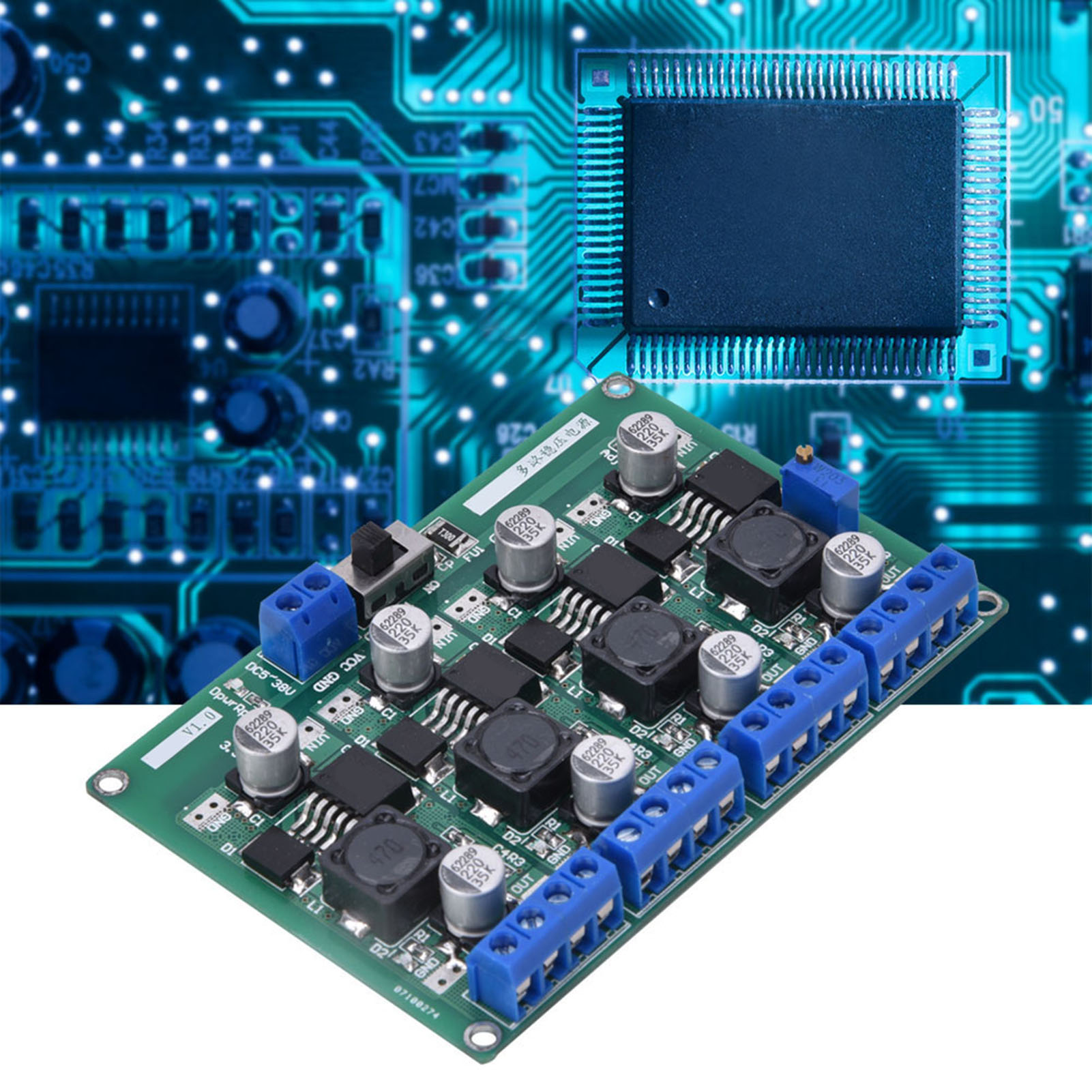 Unabhängiges 4-kanal-netzteilmodul, 3,3 V/5 V/12 V/einstellbarer Wandler