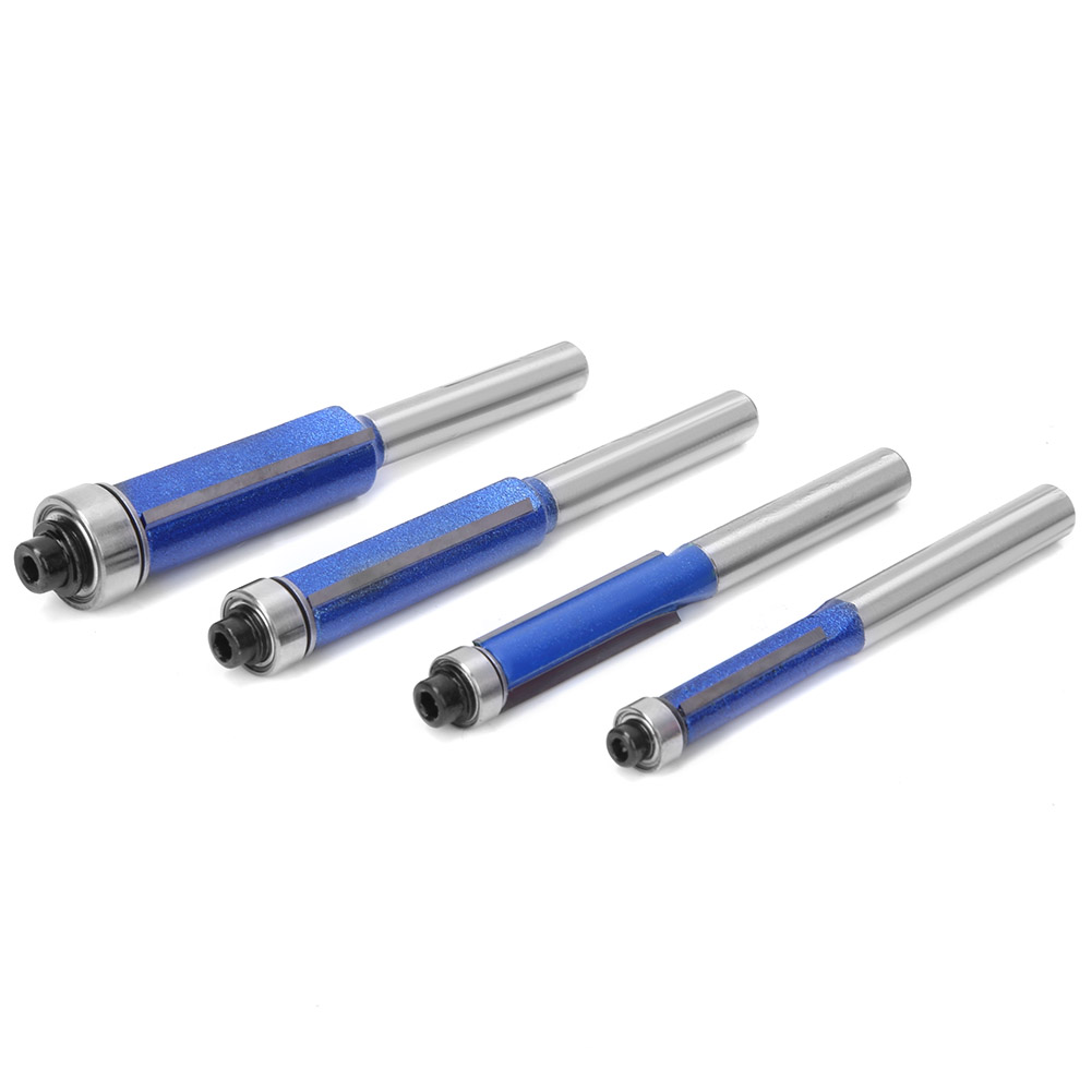 4-teiliges Bündigfräser-set Mit 6-mm-schaft Für Holzbearbeitung, Oberfräsen, Feinschnitte, Professionelle Werkzeuge