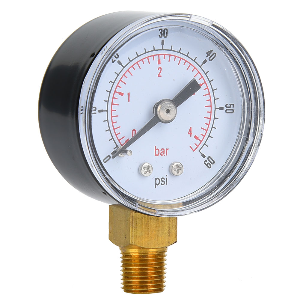 Mechanisches Manometer Mit 1/8" Bspt-anschluss, Unten, Für Luft, Öl, Wasser (0-60 Psi / 0-4 Bar)