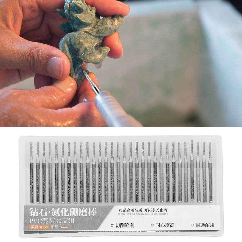 Packung Mit 30 Zylindrischen Schleifaufsätzen Mit Flachem Kopf, 1,5 Mm, Für Elektrische Bohrmaschinen, Schleifzubehör