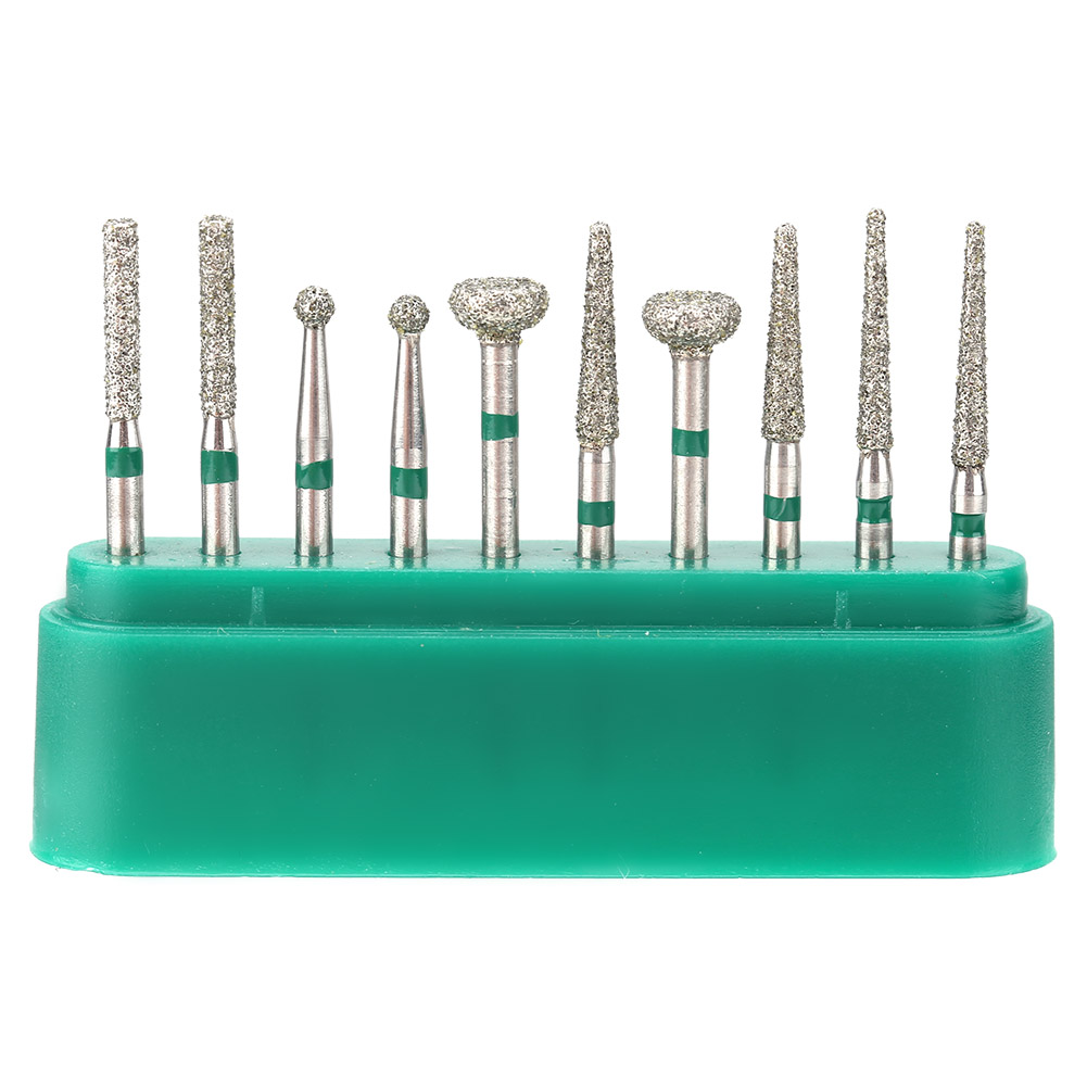Set Mit 10 Diamant-dentalbohrern Aus Edelstahl, 1,6 Mm Rundschaft, Bohrset