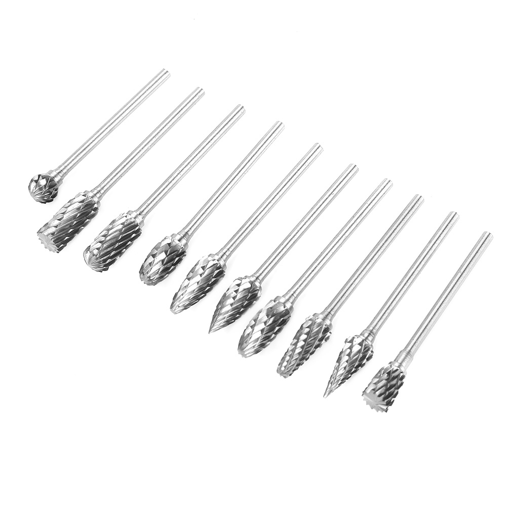 Set Mit 10 Hartmetall-rotationsfräsern Zum Schnitzen Und Für Die Metallbearbeitung, 3 X 6 Mm