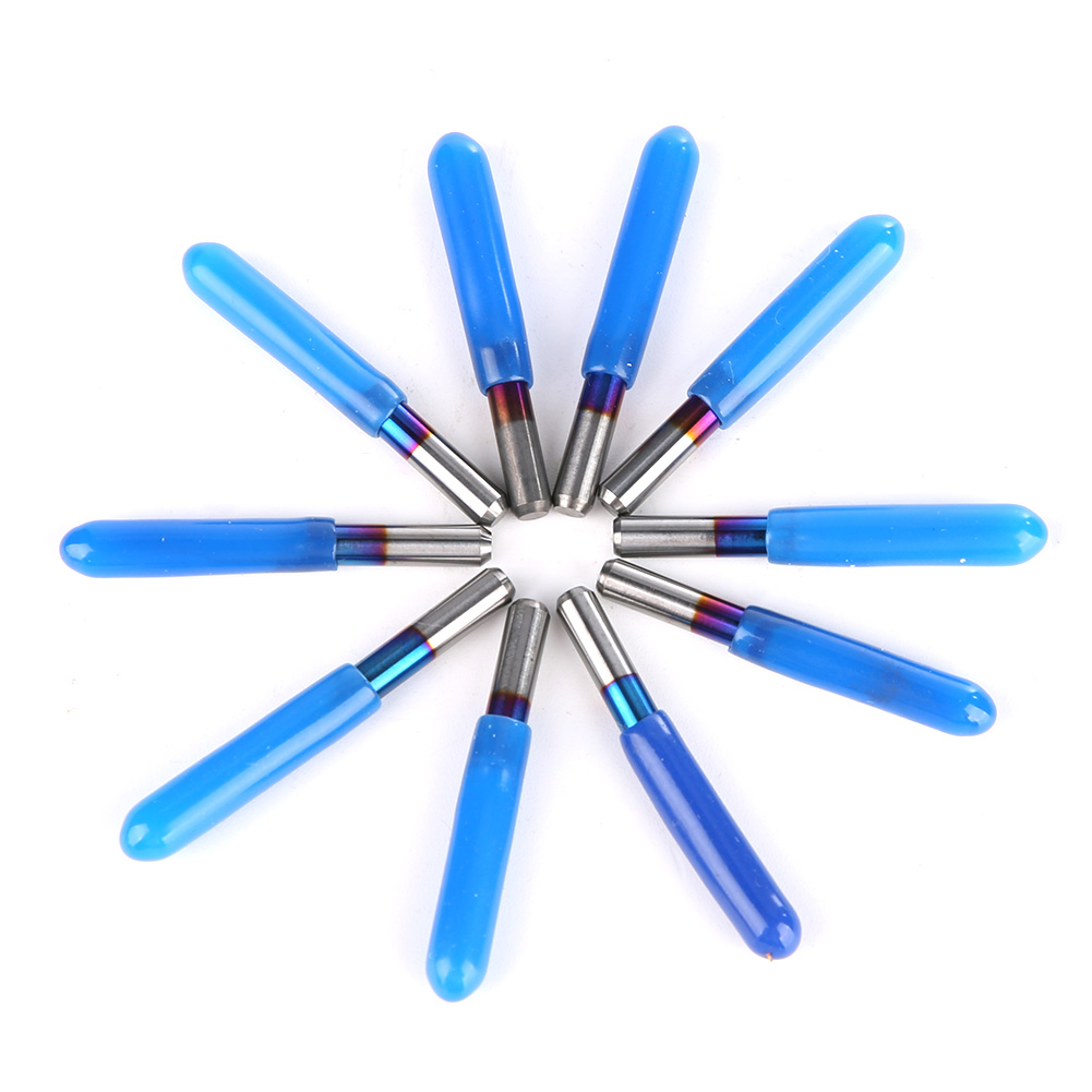 Satz Mit 10 Blauen Hartmetall-fräsern 3,175 Mm Cnc-gravurwerkzeug (10° 0,4)