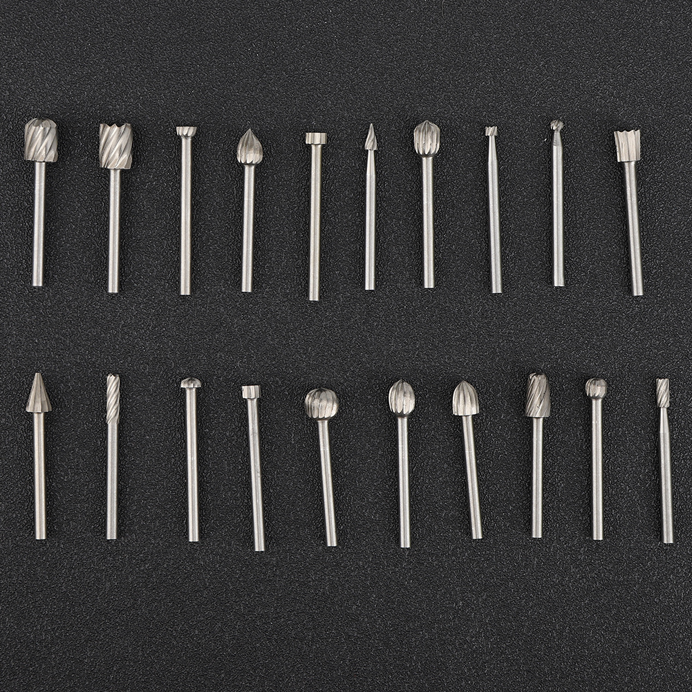 Set Mit 20 Hss-rotationsfräsern Aus Hochgeschwindigkeitsstahl Für Bohr-, Polier-, Schnitz- Und Gravurarbeiten