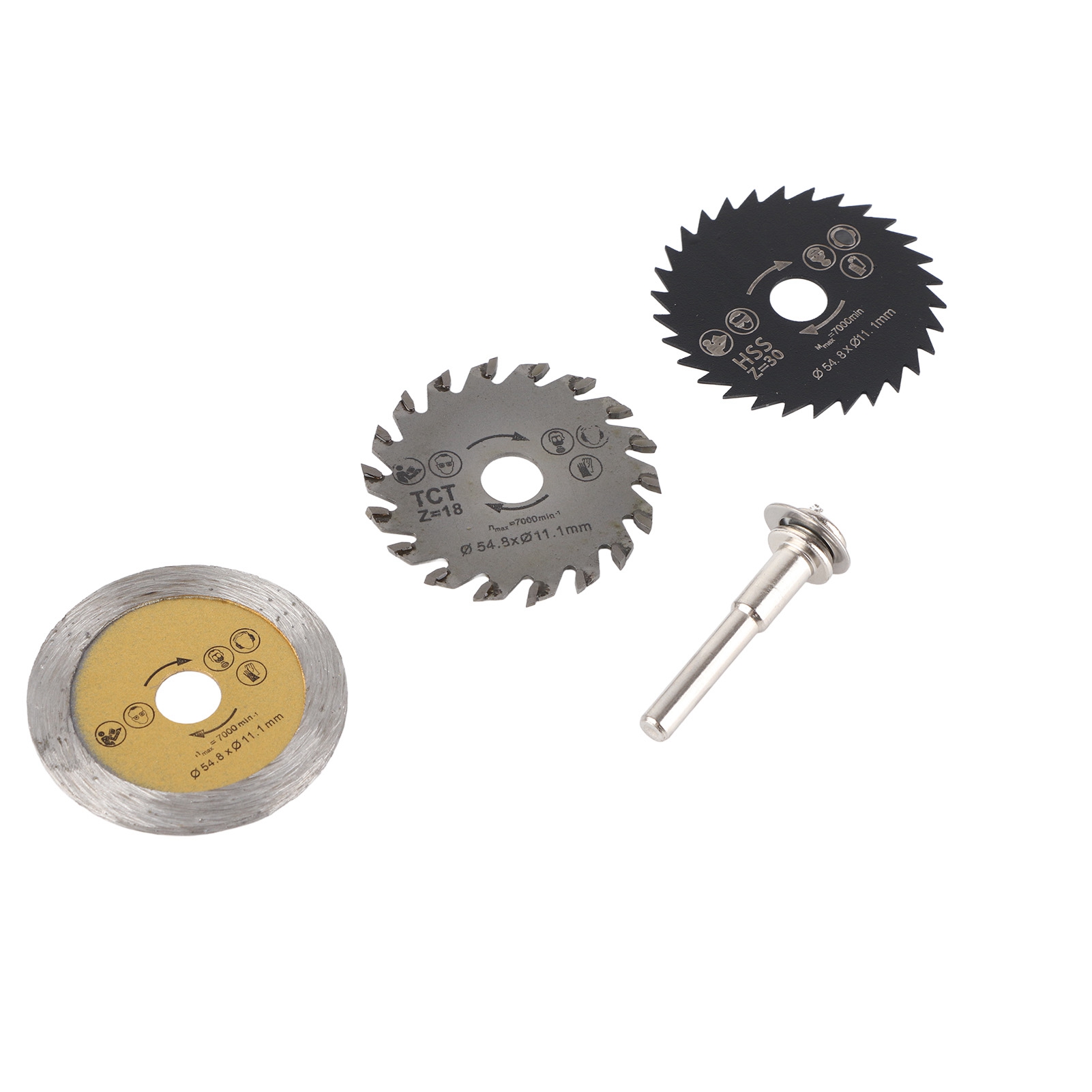Set Mit 3 Hss-miniatur-kreissägeblättern (54,8 Mm) Für Holz, Inklusive Spannfutter Für Rotationswerkzeuge