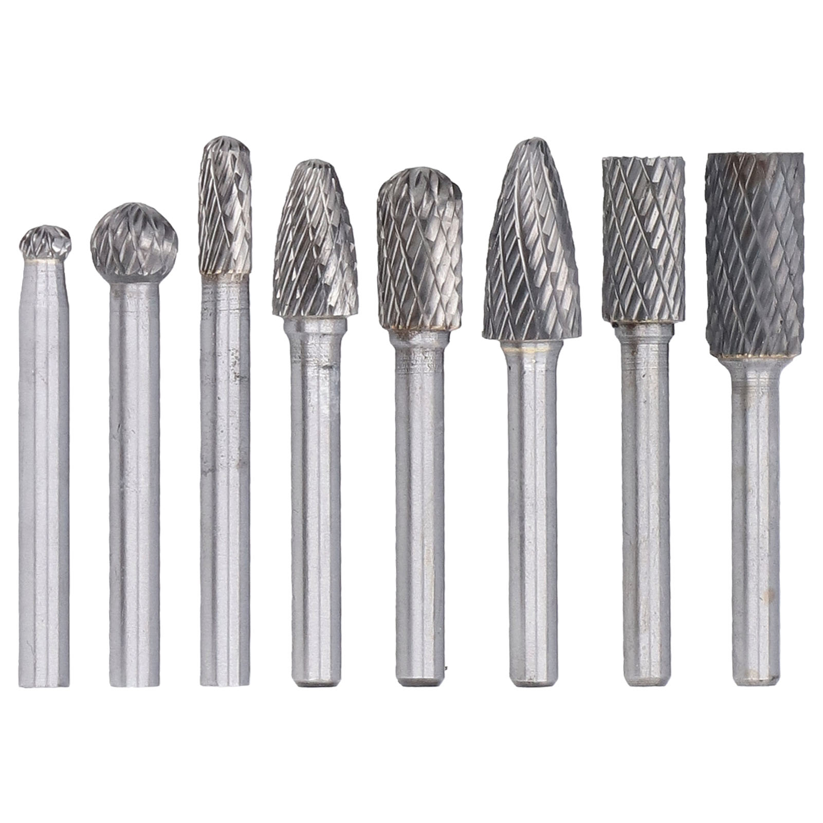 Set Mit 8 Yg8 Doppelzahn-hartmetall-rotationsfräsern, Bits Zum Bohren, Gravieren, Schärfen, Für Werkzeugbau Und Konstruktion, Diamant-rotationsfeile, Schleifzubehör, Für Den Professionellen Einsatz.