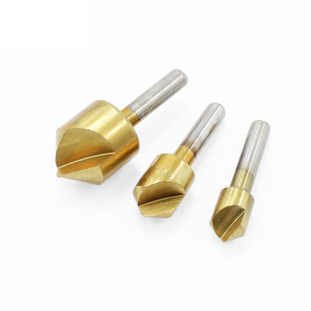 Set Mit 3 90°-fasenfräsern, Kohlenstoffstahl/titan, Entgratbohrer Für Metall, Bohrset
