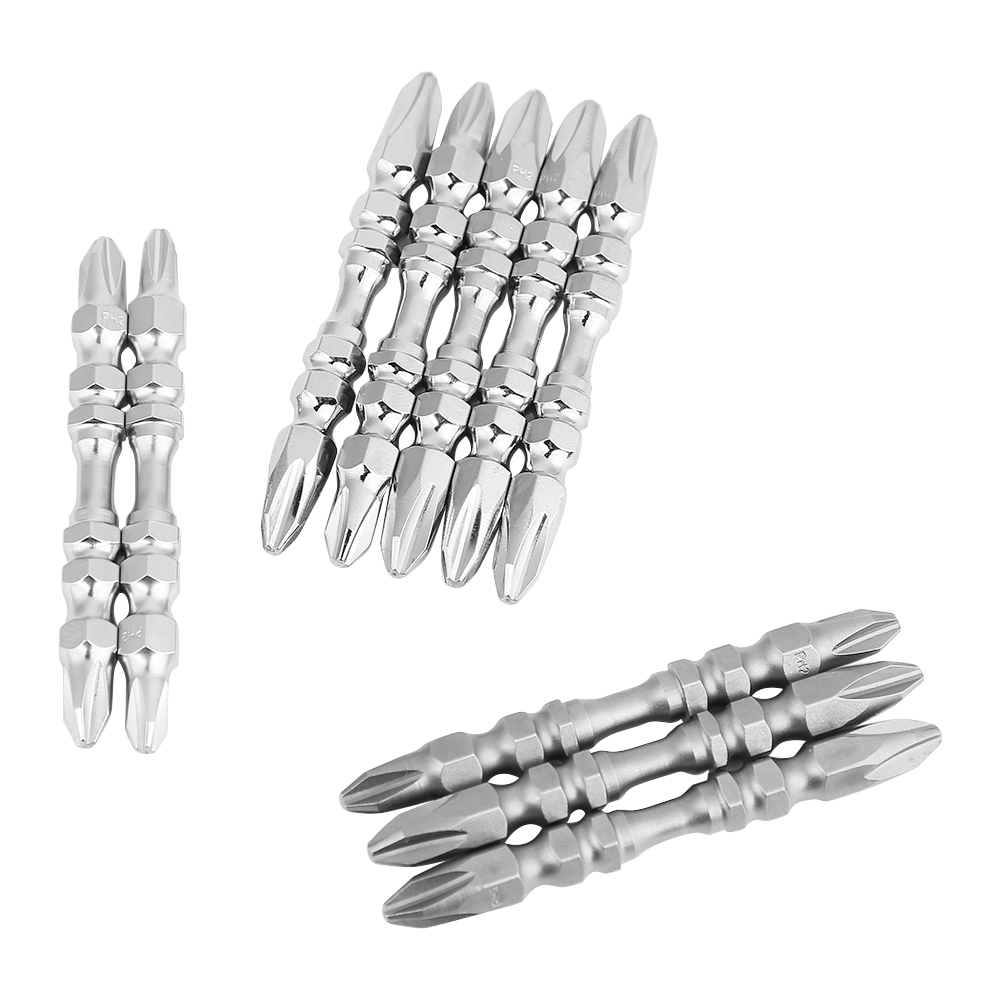 Packung Mit 10 Magnetischen Ph2-doppelkopfschraubendreherbits (4,5 Mm, 5,5 Mm, 6,35 Mm)