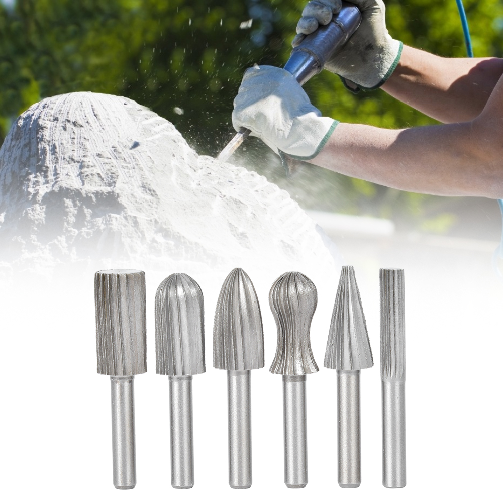 6-teiliges Set Rotierender Stahlkugellagerfeilen, Graue Rotationsgravurbohrer, Bohrer Zum Schärfen Und Schnitzen