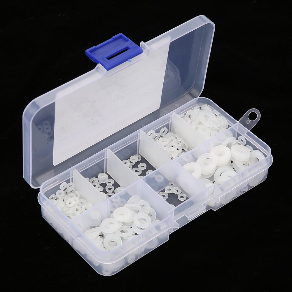 Packung Mit 500 Nylon-flachscheiben M2-m6, Sortimentsset Mit Box (weiß)