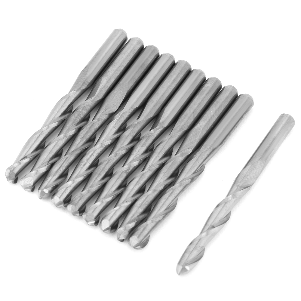 2-schneidiger Hartmetall-spiralfräser Für Cnc-holzbearbeitung, 10 Stück, 3,175 X 22 Mm