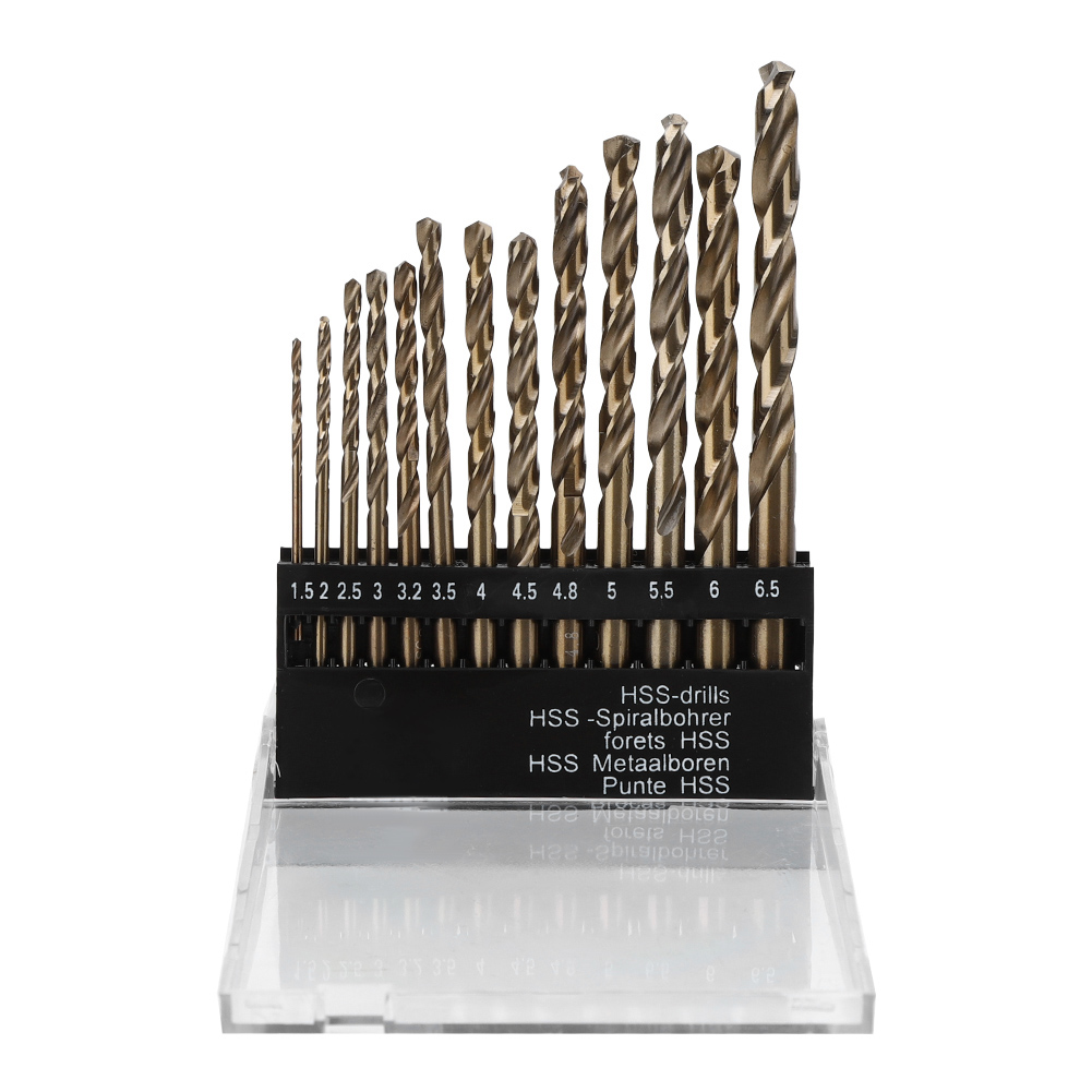 Set Mit 13 Hss Co M35 Spiralbohrern, Gerader Schaft, Professionelles Bohrwerkzeug Für Metall, Hochgeschwindigkeitsstahl, Lange Lebensdauer.