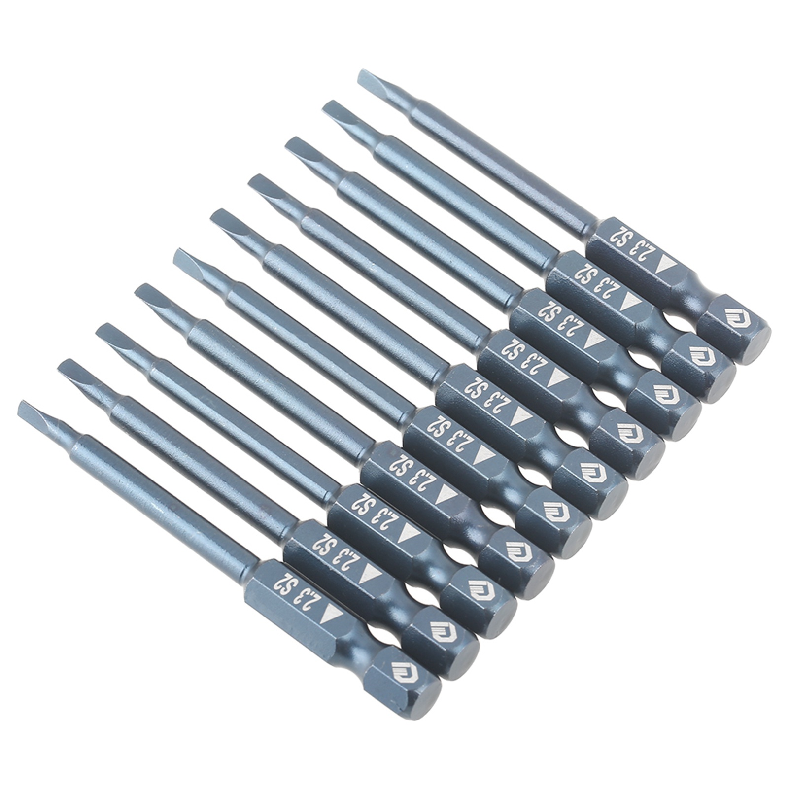 Set Mit 10 Dreieckigen Schraubendreherbits, 1/4"-schaft, 65 Mm, S2-legierungsstahl, H6,3 X 65 Mm, 2,3 Mm Dick