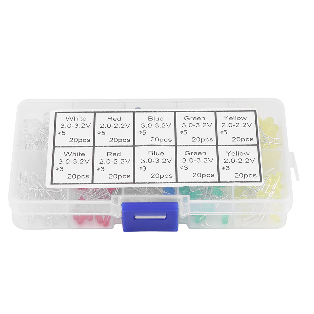 Packung Mit 200 Leds, 3 Mm Und 5 Mm, Verschiedene Farben: Rot, Gelb, Weiß, Grün, Blau, Led-set