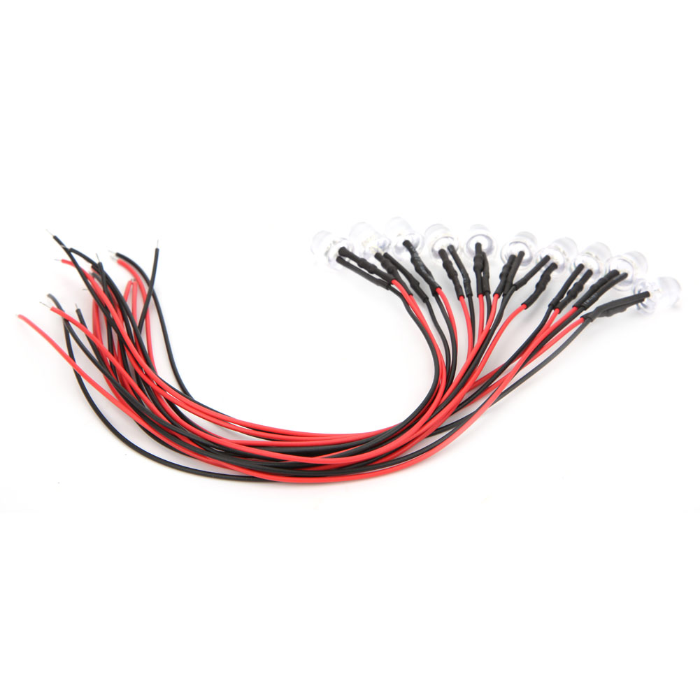 50 12v 8mm Led-farbpunkte Mit 20cm 26awg-kabel Für Industrieanwendungen (weiß Und Orange)
