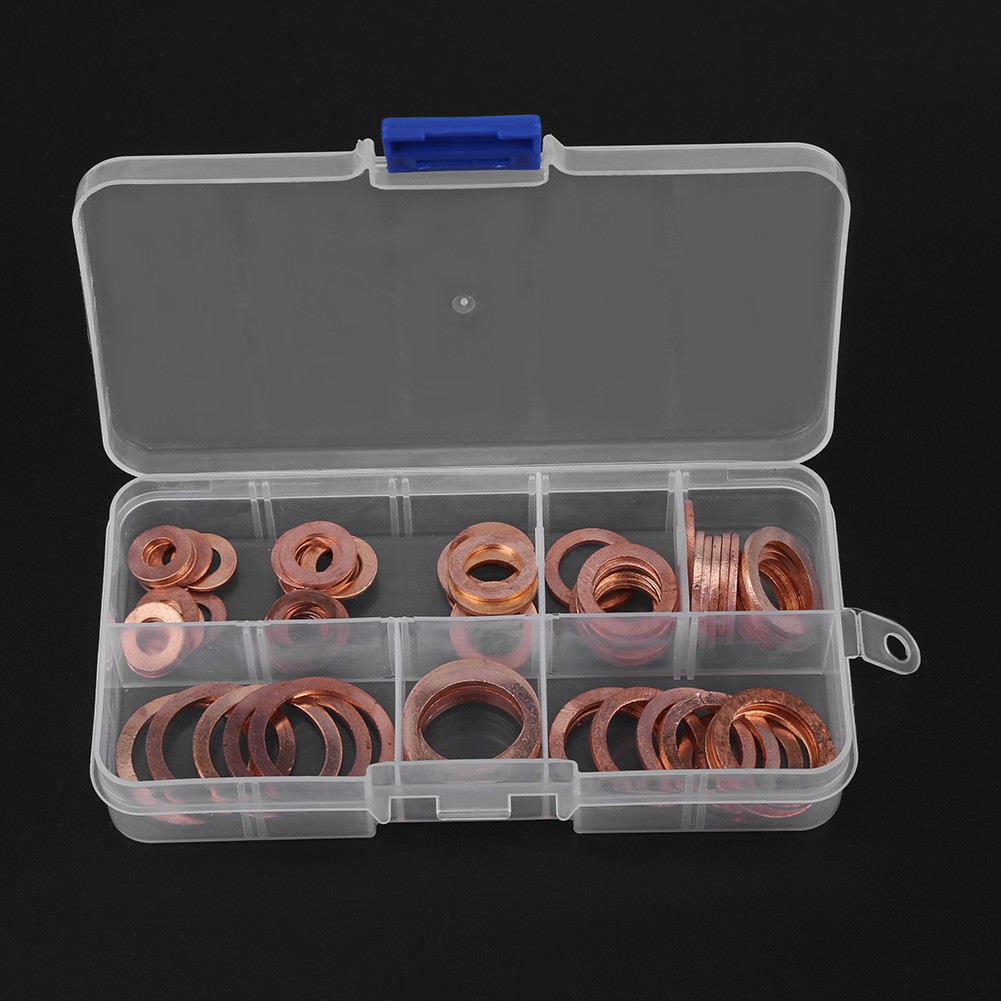 80-teiliges Set Aus Massiven Kupfer-unterlegscheiben Für Ablassschrauben, Diverse Metallteile, Kfz-dichtungen, Motorenwerkstatt, Aufbewahrungsbox