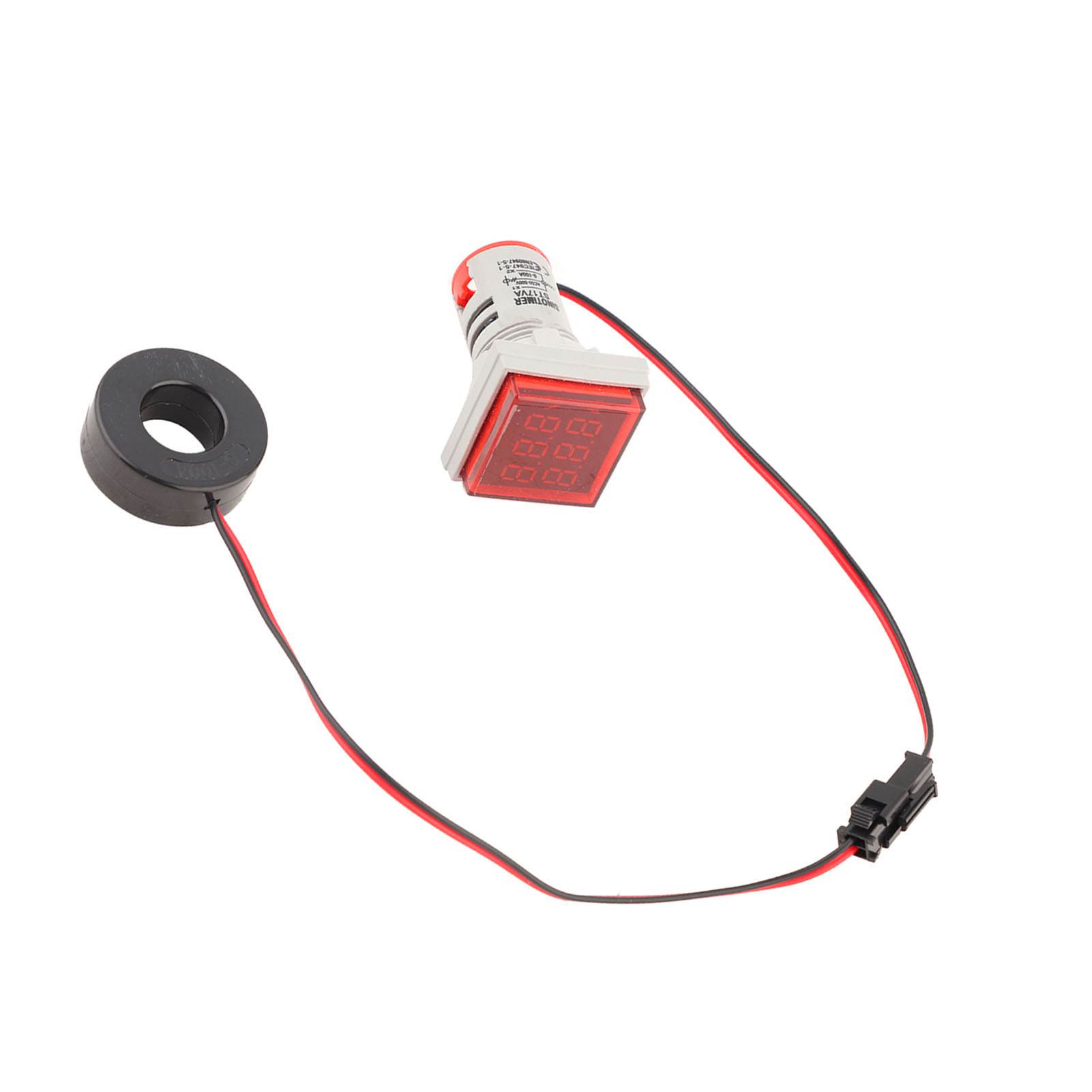 Digitales Led-wechselstromamperemeter 0–100 A, Spannungs-/stromanzeige, 22 Mm, Rot