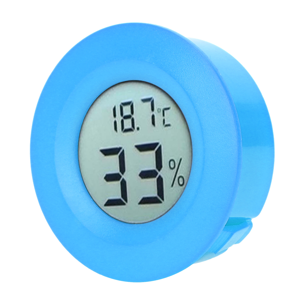 Mini-einbau-thermometer Mit Rundem Lcd-display, Anzeige Von Innentemperatur Und Luftfeuchtigkeit, Blau