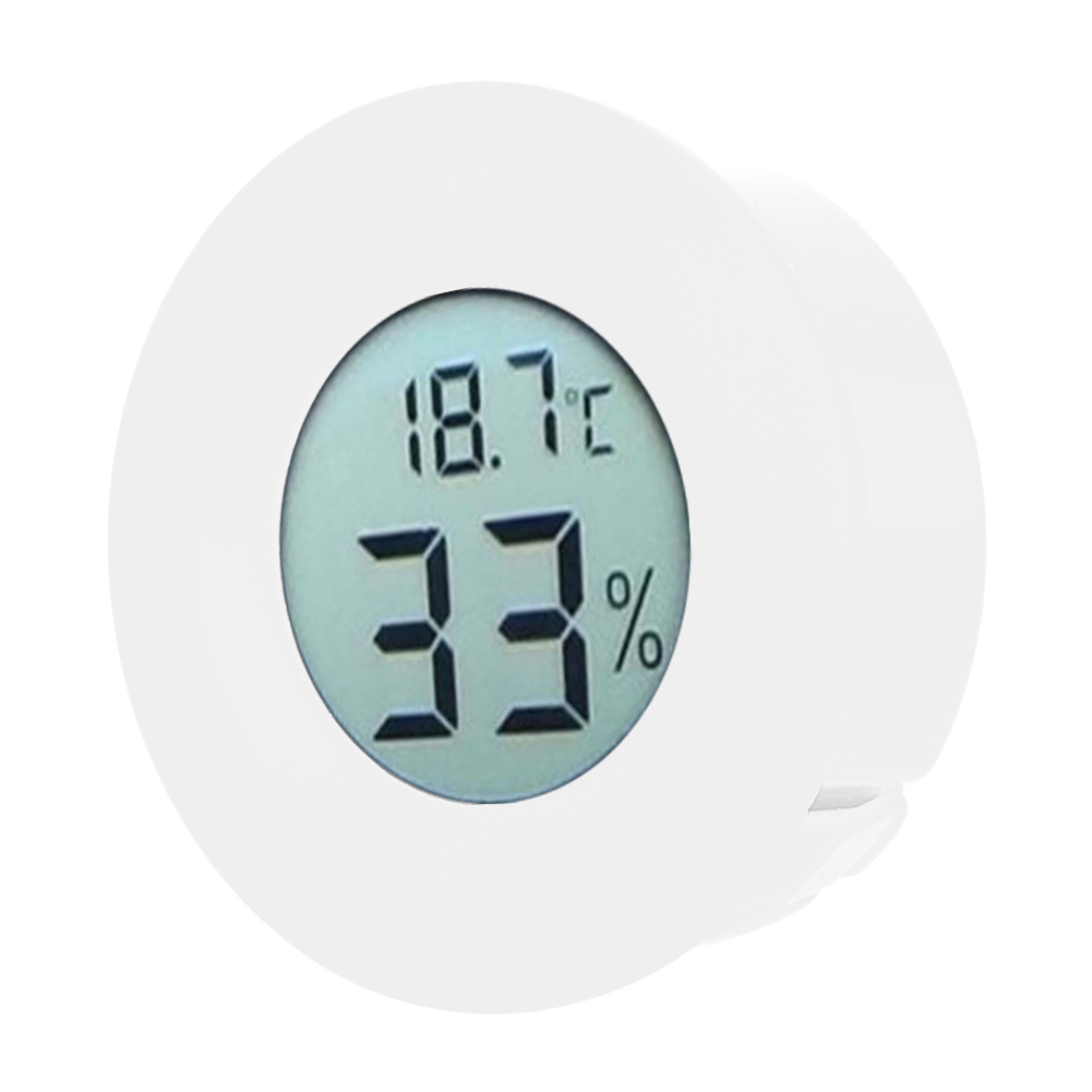 Mini-rund-digitalthermometer Mit Weißem Lcd-display Und Hygrometer – Misst Luftfeuchtigkeit Und Temperatur In Innenräumen