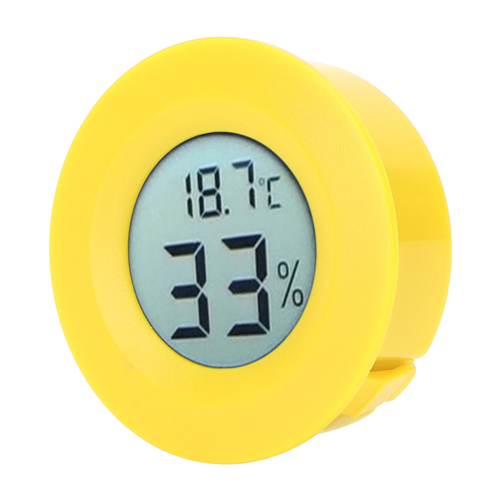 Mini-rundthermometer Mit Digitaler Lcd-anzeige Für Luftfeuchtigkeit Und Temperatur In Innenräumen, Hygrometer, Gelb