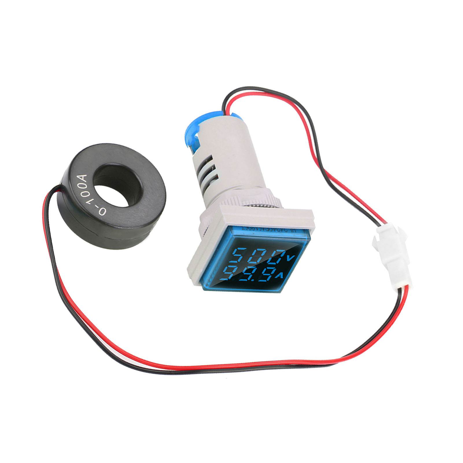 Digitales Led-wechselstrom-volt-amperemeter 22 Mm 0–100 A Blaue Anzeige
