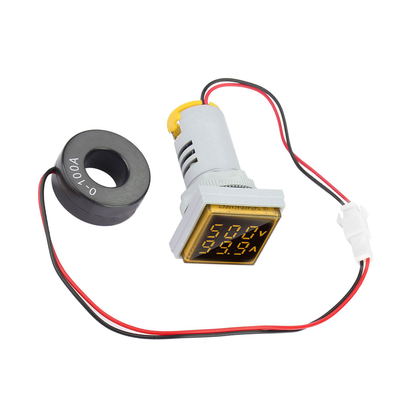 Digitales Led-wechselspannungs- Und Strommessgerät 22 Mm 0–100 A Gelbe Anzeige