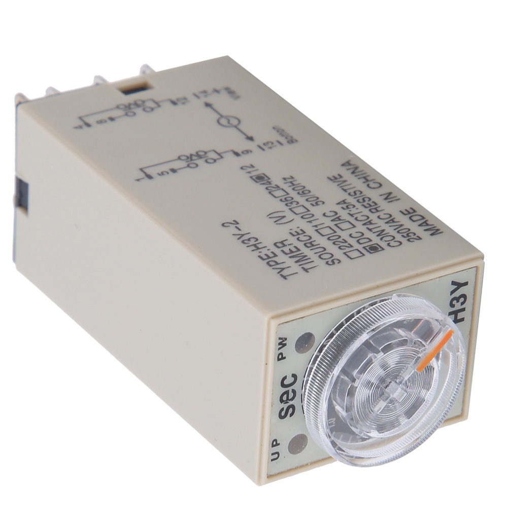 8-poliges Zeitverzögerungsrelais H3y-2, Einstellbarer Timer, Transparenter Drehknopf, 0–3 S, 220 V Ac