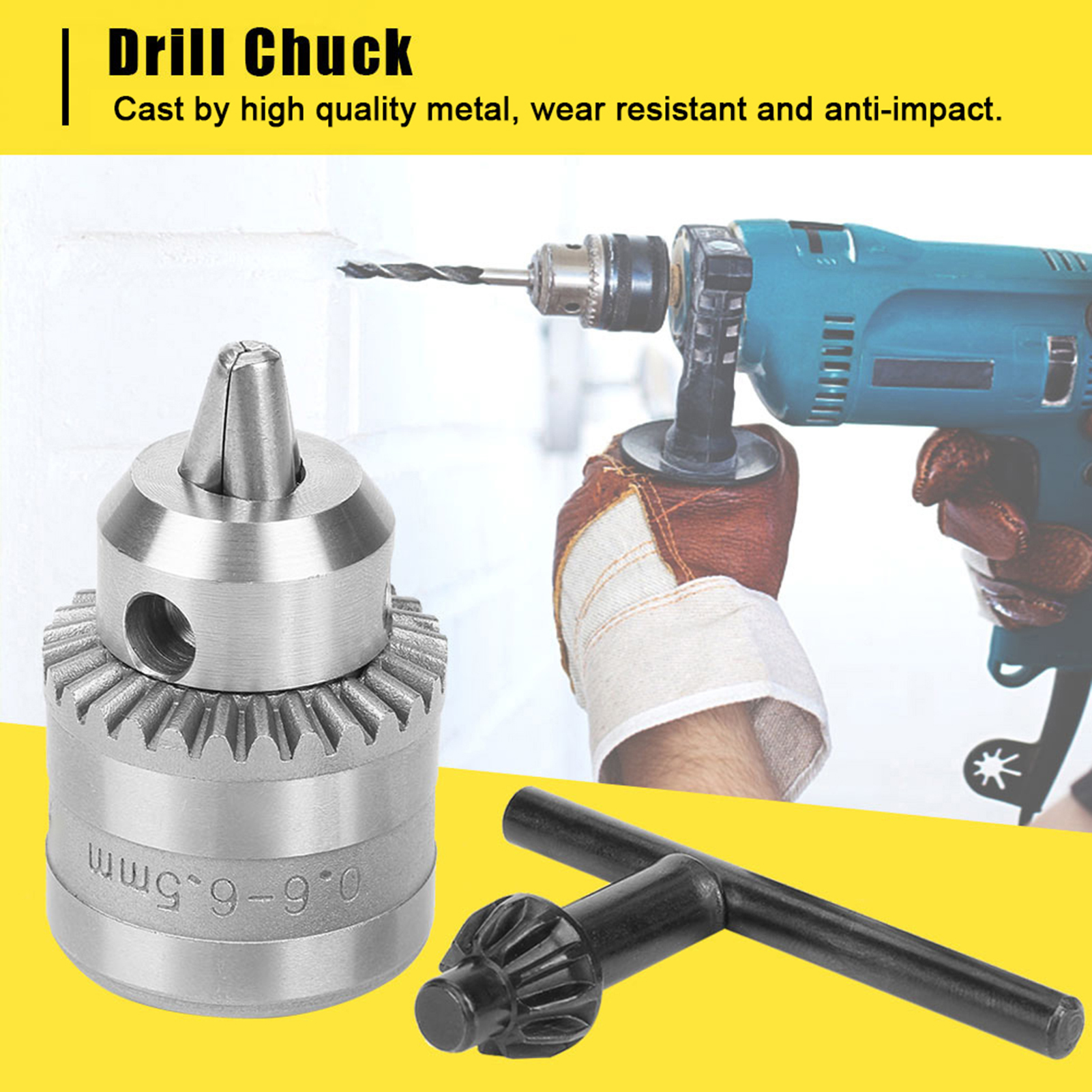 Mini-bohrfutter Mit Schlüssel (0,6–6 Mm) Und Spannschlüssel Für Elektrische Bohrmaschinen (3/8-24unf-gewinde)