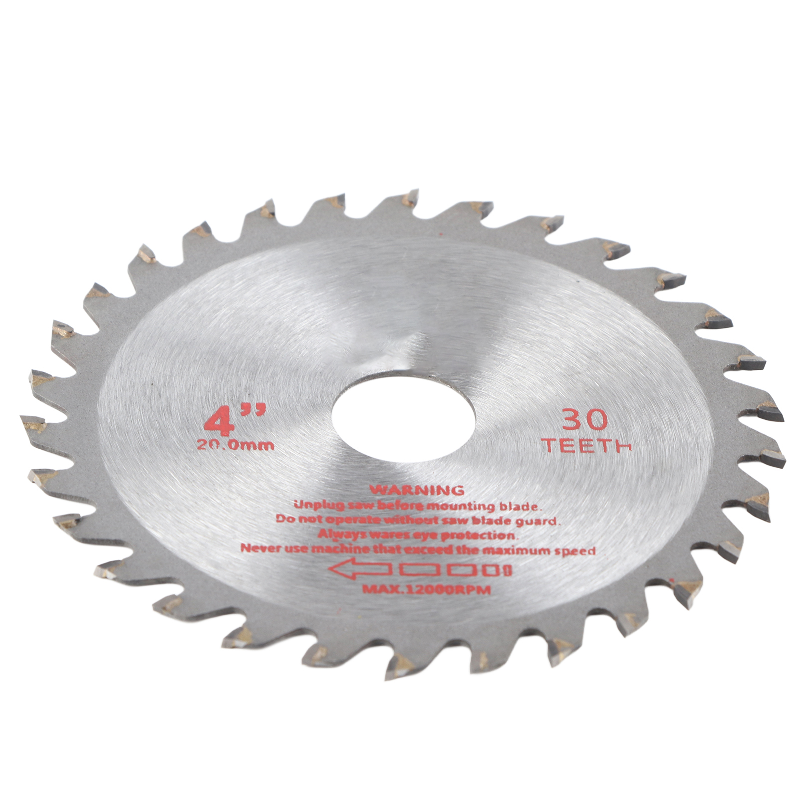 Kreissägeblatt Aus Wolframkarbid Mit 30 Zähnen, 4 Zoll Durchmesser, 20 Mm Bohrung Für Holzbearbeitung.