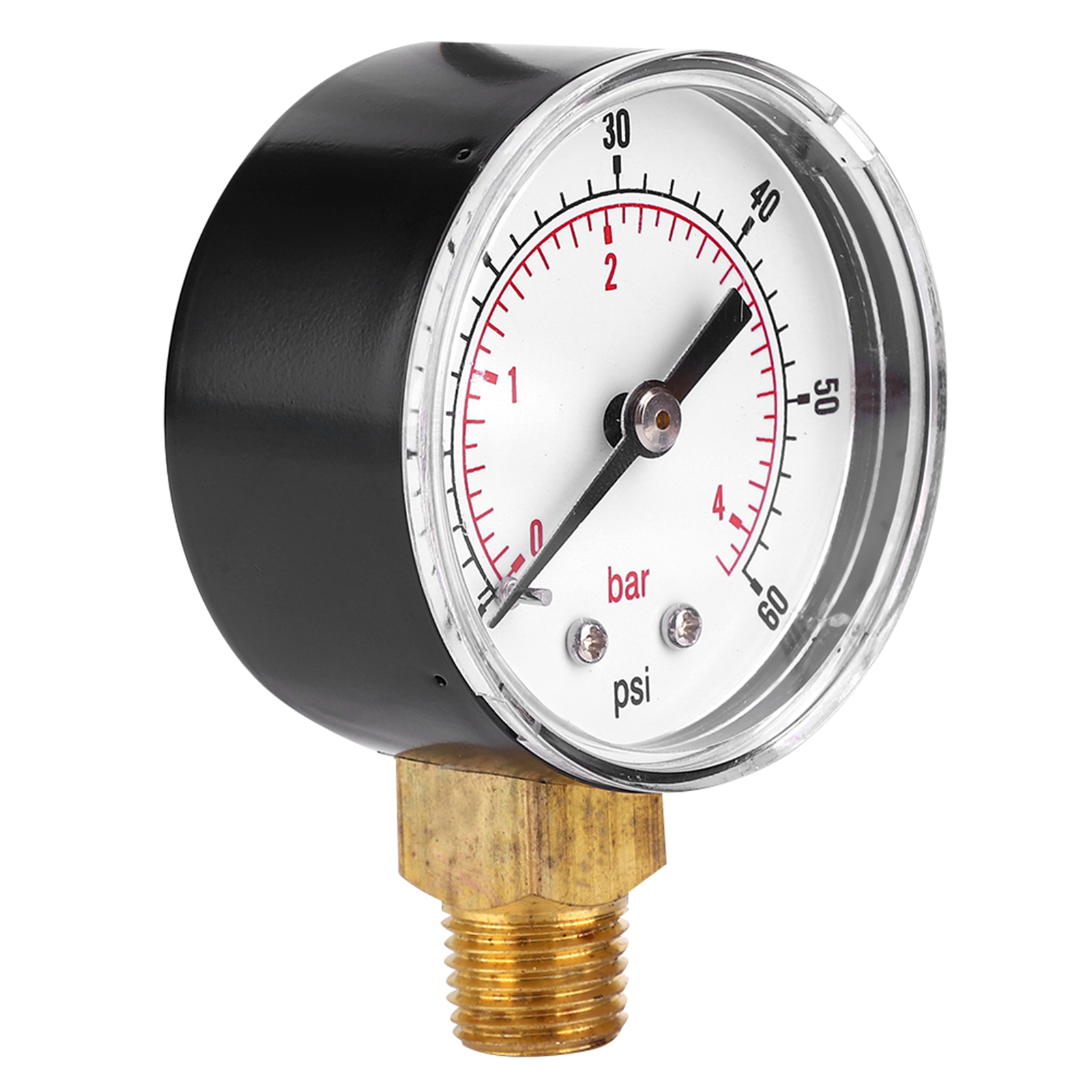 50-mm-messinggewinde 1/4 Bspt-manometer Für Kraftstoff, Luft, Öl, Gas, Wasser (0–60 Psi, 0–4 Bar)