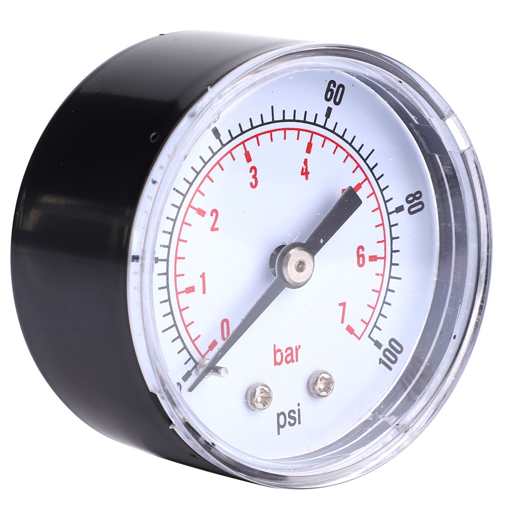 50-mm-manometer, 1/8-bspt-anschluss, Rückseitiger Anschluss, Für Luft, Wasser, Öl, Gas (0–100 Psi, 0–7 Bar)