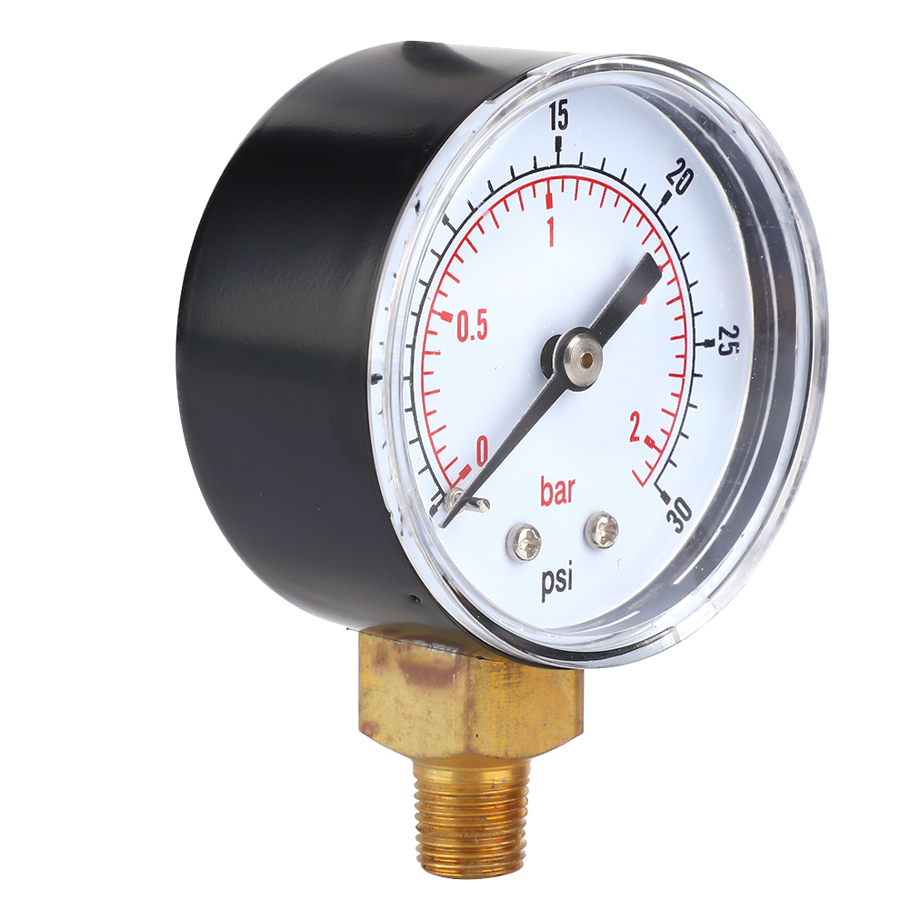 50-mm-manometer, 1/8-bspt-bodenanschluss, Für Luft, Wasser, Öl, Gas (0-30 Psi, 0-2 Bar)