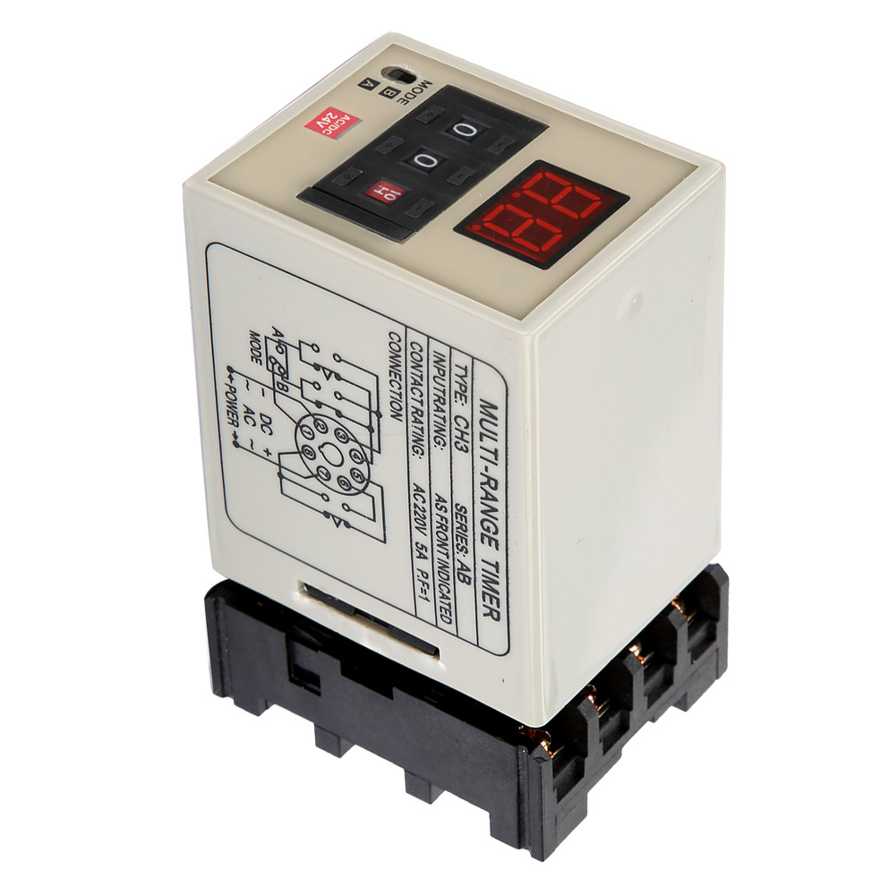 Ah3-dm Dual-mode-zeitverzögerungsrelais 0,01 S – 99 H, Led-anzeige, 24 V Ac/dc