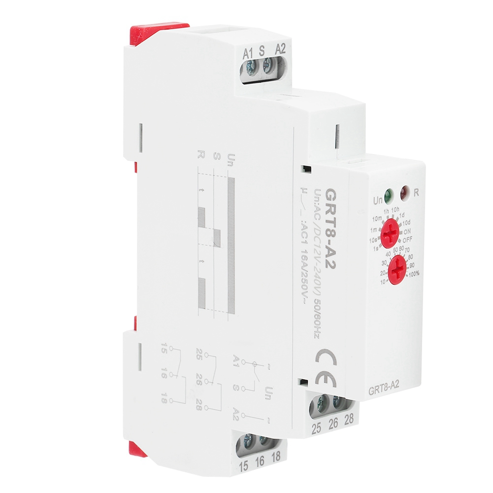 Zeitverzögerungsrelais Mit Einfacher Funktion Für Din-schienenmontage, Industrielle Steuerung, Automatischer Timer Grt8-a2 (ac/dc 12v-240v)