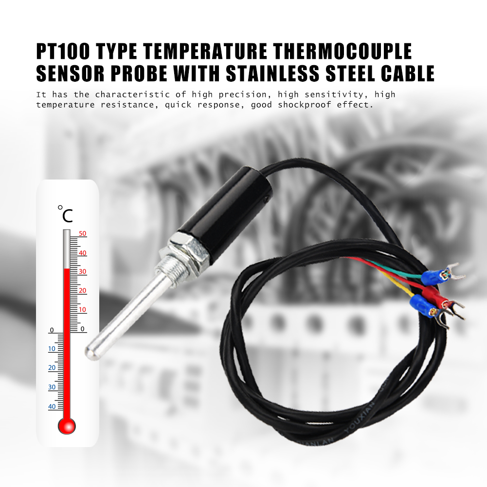 Pt100 Typ K Thermoelement-sonde Mit Edelstahlkabel, 50 Mm, Industrieller Temperatursensor